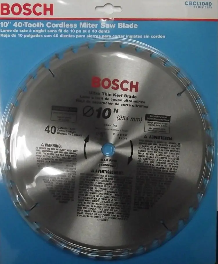 Bosch ATB Ultra-Thin Kerf Saw Blade – 10″ x 40 Tooth, General Purpose Cutting