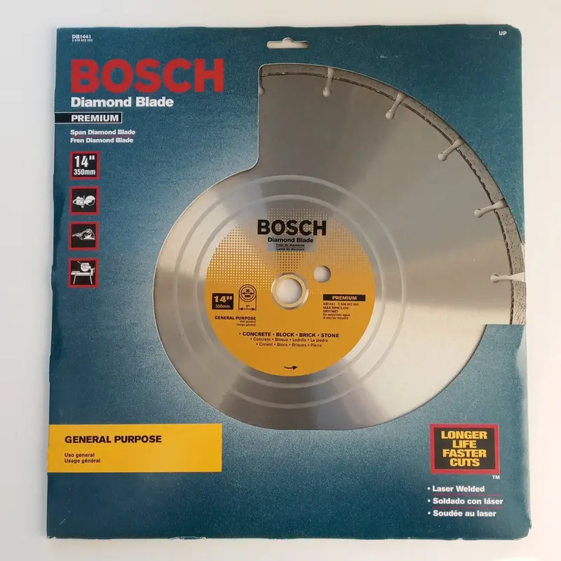 BOSCH DB1441 General-Purpose Diamond Saw Blade – 14-Inch Segmented Rim for Masonry and Concrete Cutting