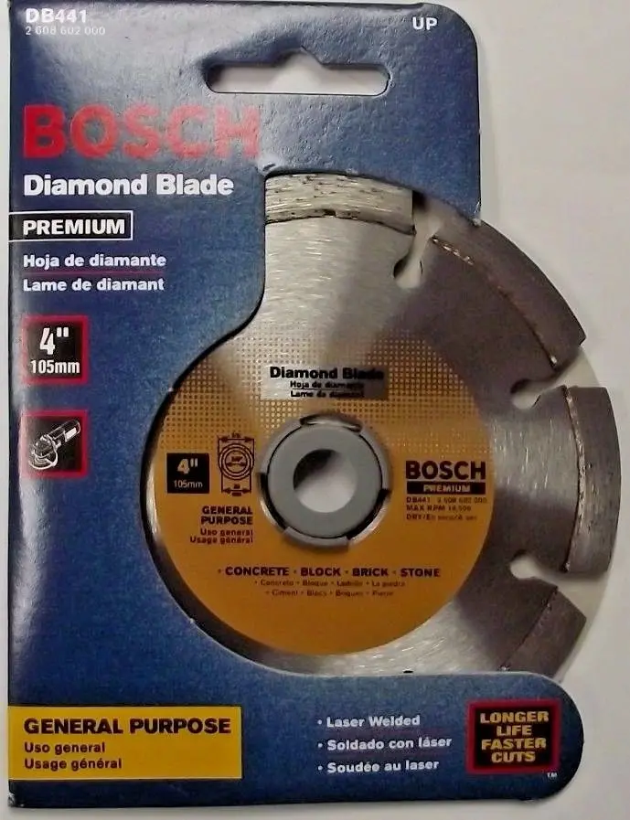 Bosch DB441 Premium Segmented Diamond Circular Saw Blade – 4″ Diameter for Concrete & Masonry