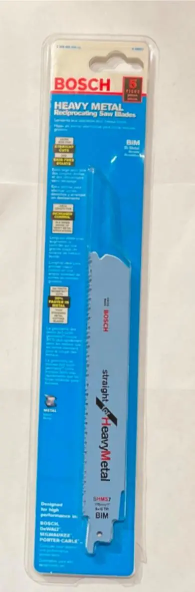 Bosch Heavy Metal Reciprocating Saw Blades – 7″ Length, 5-Pack, Swiss-Made (SMHS7)