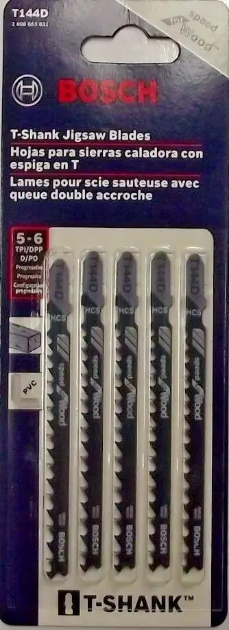 BOSCH T-Shank Jigsaw Blades – 4″ x 6 TPI, High-Carbon Steel, 5-Pack (Swiss-Made)