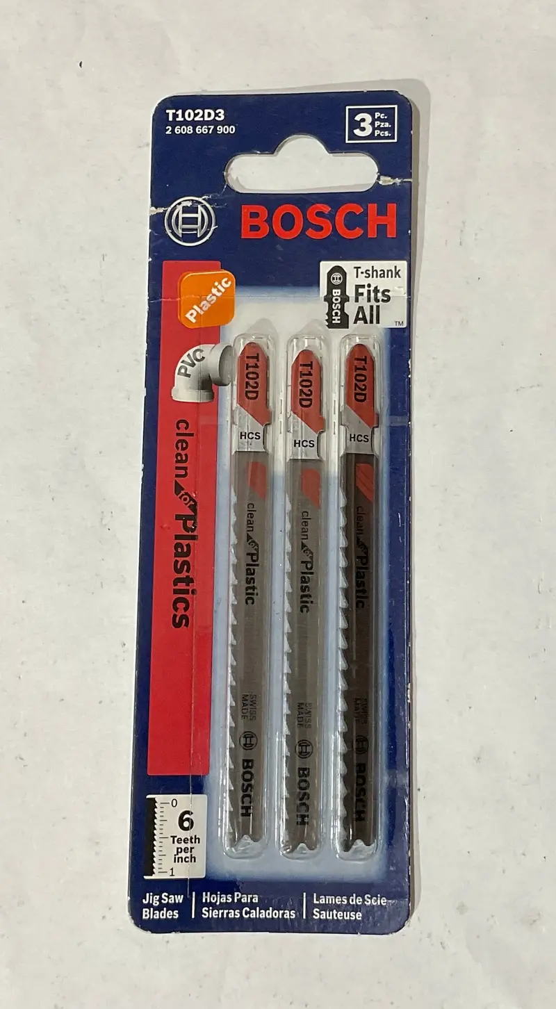 Bosch T102D3 Heavy-Duty HCS Jig Saw Blades – 6 TPI, T-Shank, General-Purpose Wood Cutting