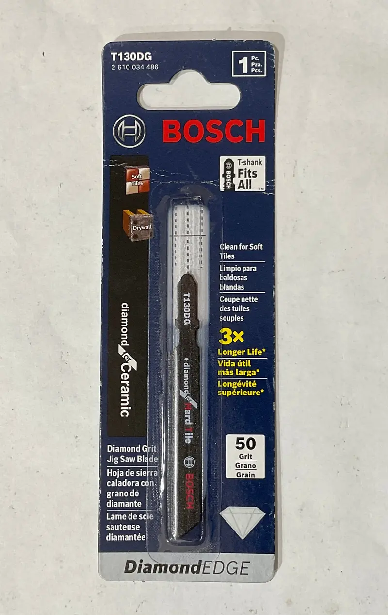 Bosch T130DG Diamond-Grit Jig Saw Blade – 50-Grit, Universal Material Cutting, 1-Piece