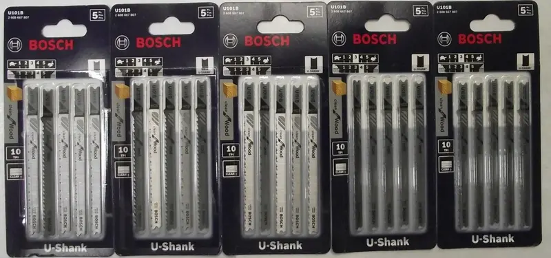 Bosch U101B U-Shank Jigsaw Blades – 4″ Length, 10-TPI Progressive Tooth Design for Wood, 25-Blade Pack