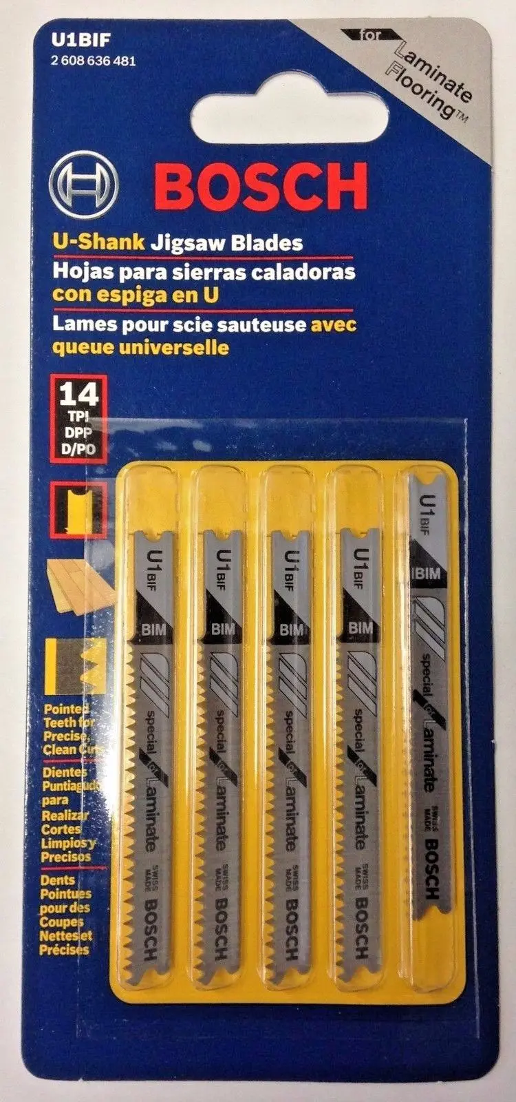Bosch U1BIF 3-Inch Bi-Metal U-Shank Jigsaw Blades — 14 TPI for Laminate Flooring Cutting