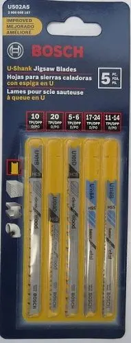 Bosch U502A5 U-Shank Jigsaw Blades – #7, 5-Pack