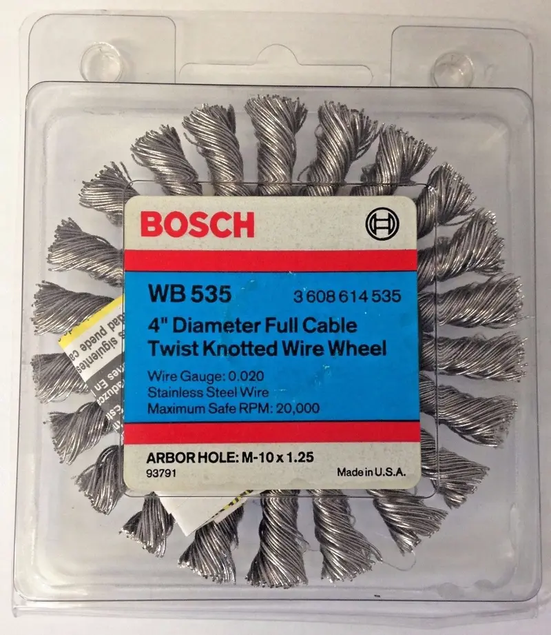 BOSCH WB535 Knotted Wire Wheel – 4″ Full-Cable Twist Design
