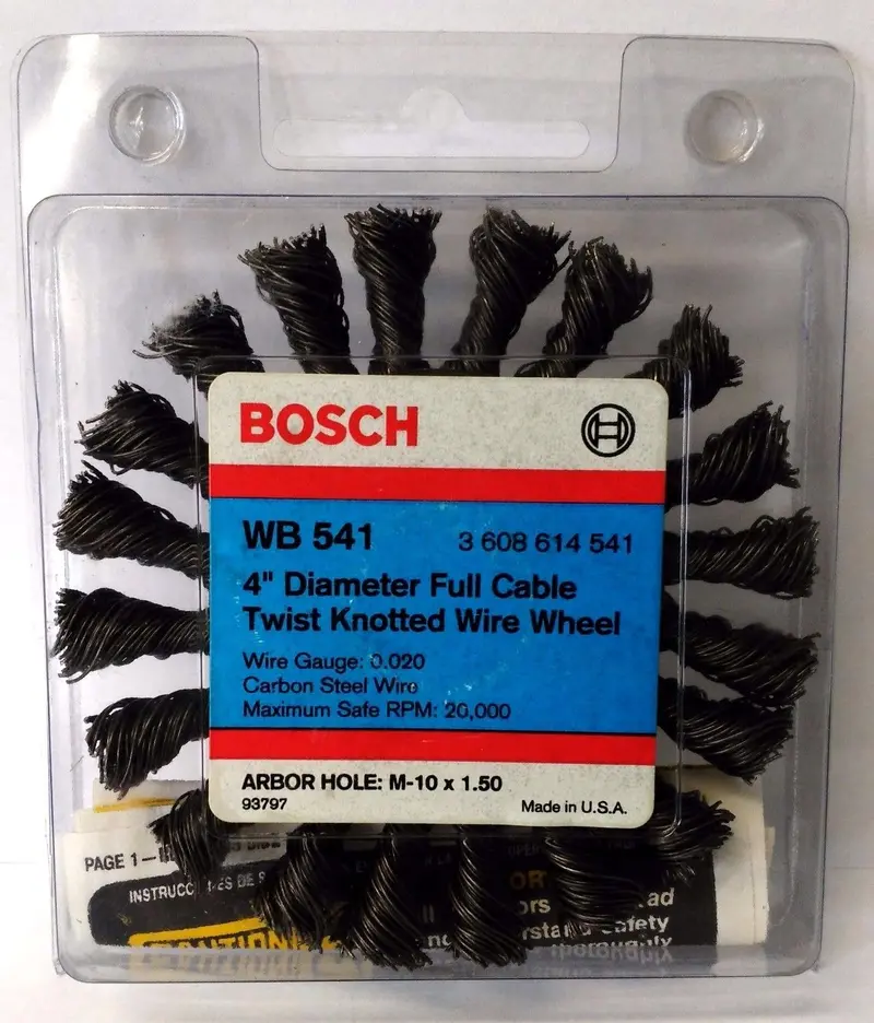 Bosch WB541 4-Inch Knotted Wire Wheel Arbor – Full-Cable Twist Design, M10 x 1.5 Thread