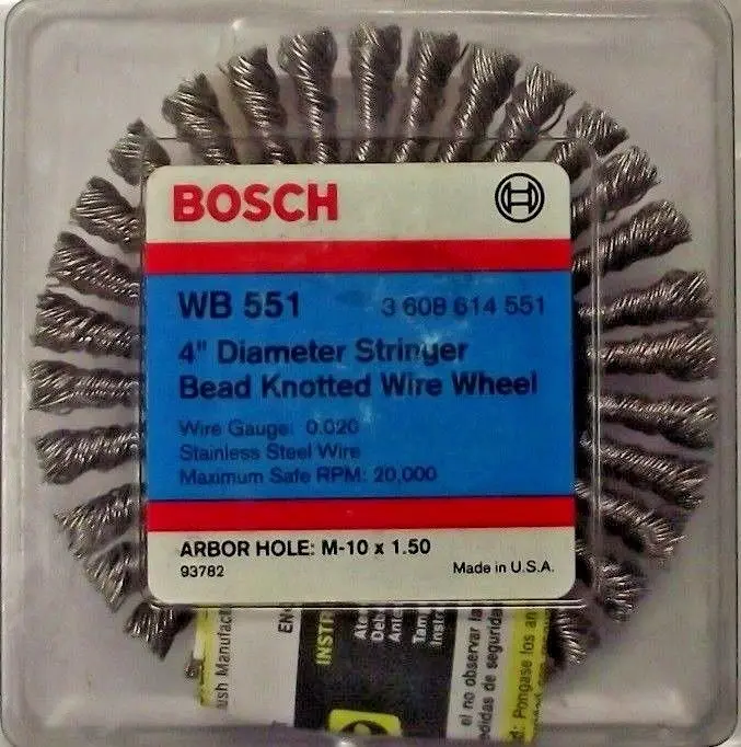 Bosch WB551 Stainless Steel Knotted Wire Wheel Arbor — 4-Inch, M10 x 1.5 Thread