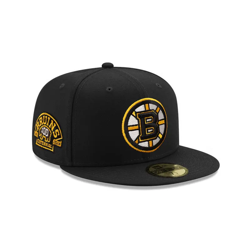 Boston Bruins Centennial Black Fitted Hat – NHL 59Fifty Cap
