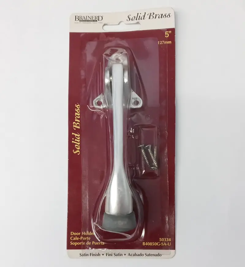 Brainerd Solid Brass Kickdown Door Holder — 5-Inch, Satin Finish, Commercial-Grade (Model 50334)