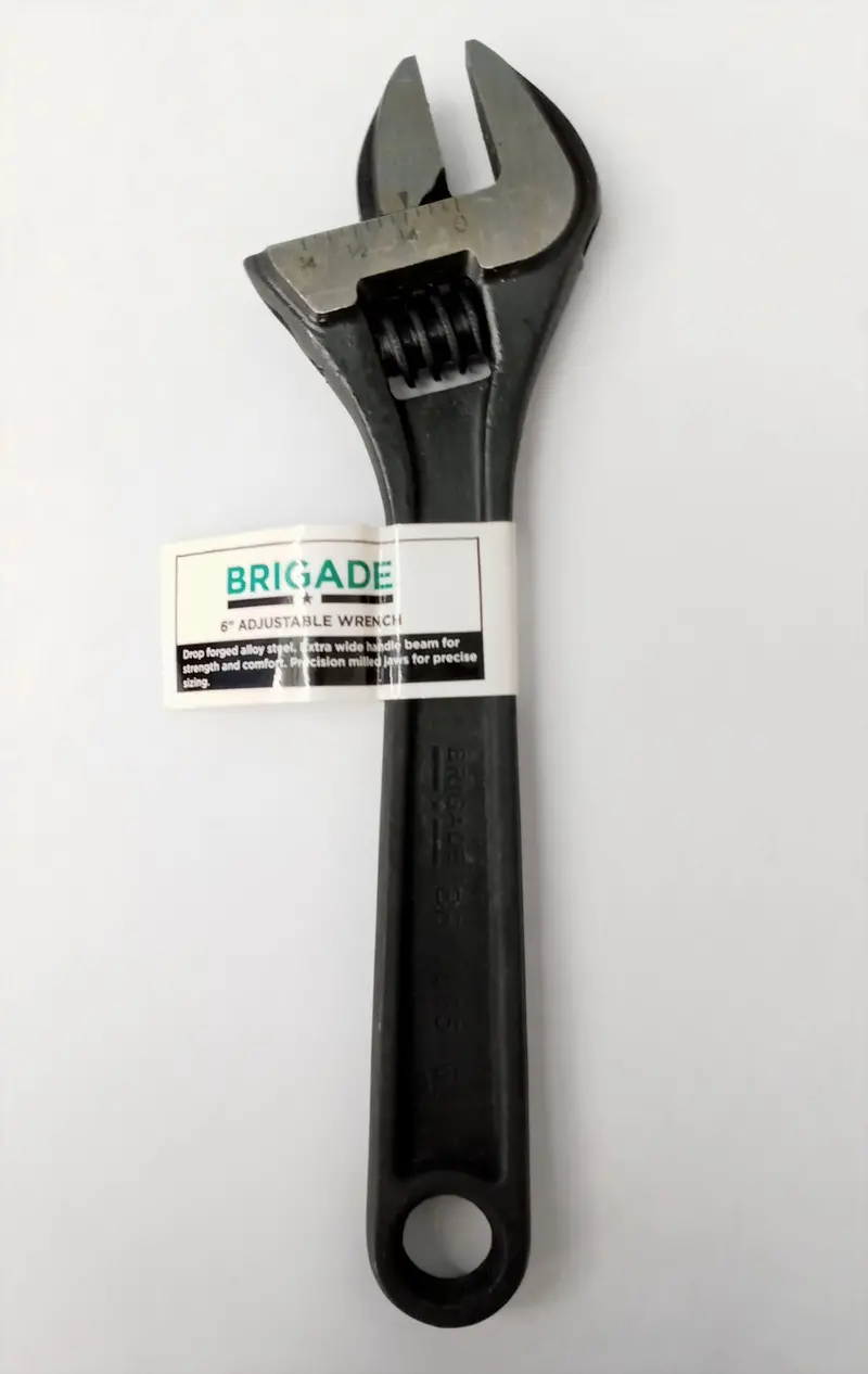 Brigade Adjustable Wrench – 6-Inch Black Oxide Finish, Smooth Jaw Action