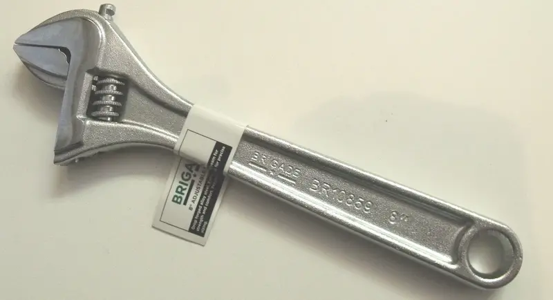 Brigade Adjustable Wrench – 8″ Heavy-Duty Chrome-Plated Tool with Smooth Jaw Action