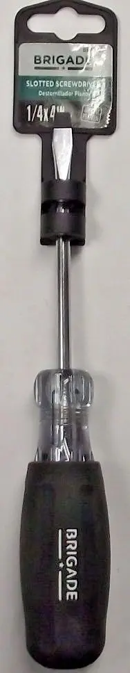 Brigade BR10725 Slotted Magnetic Tip Screwdriver – 1/4″ x 4″, Ergonomic Cushion Grip