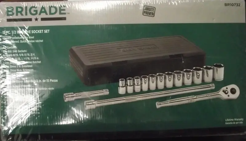 Brigade BR10732 15-Piece 1/2″ Drive Socket Set — Range: 7/16″ to 1-1/8″