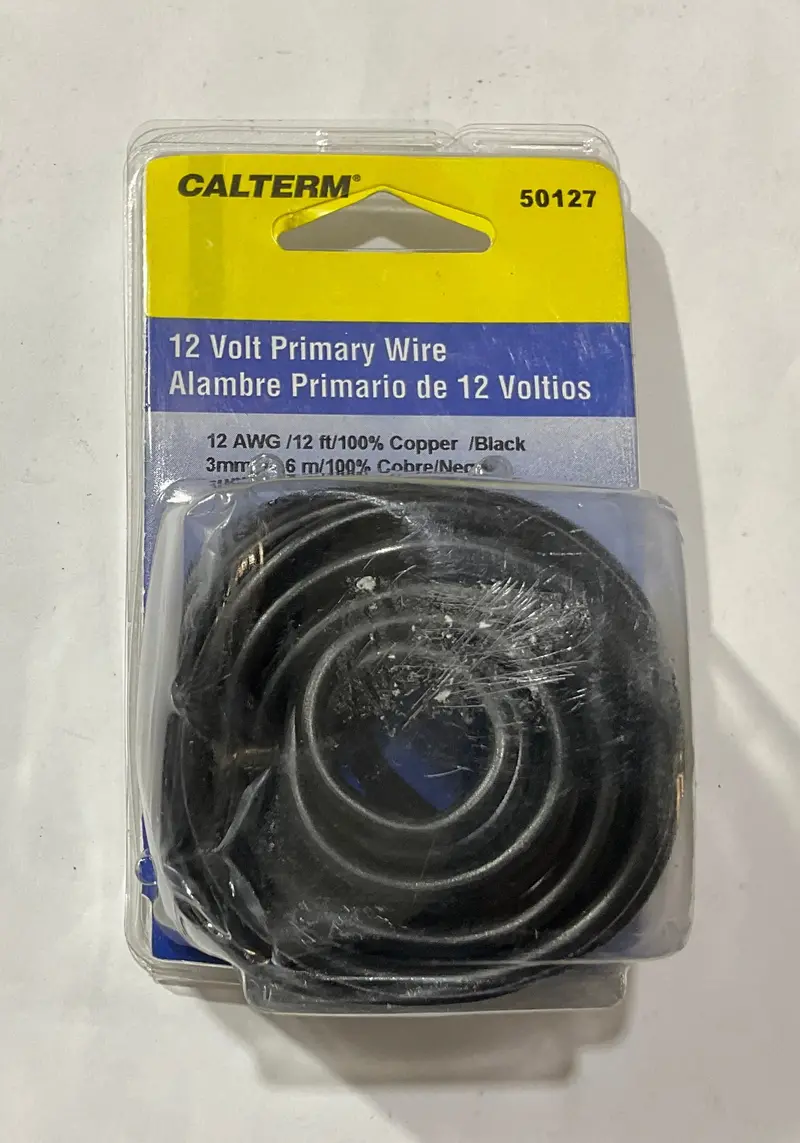 Calterm 12V Black Primary Wire — 12 AWG, 12-Foot Spool, Heavy-Duty Electrical Use (50127)