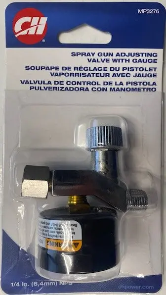 Campbell Hausfeld MP3276 Spray Gun Air Adjustment Valve with Integrated Pressure Gauge (1/4″ Fitting)