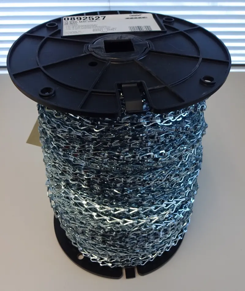 Campbell T0892527N Steel Sash Chain – #25, Zinc-Plated, 500-Foot Reel
