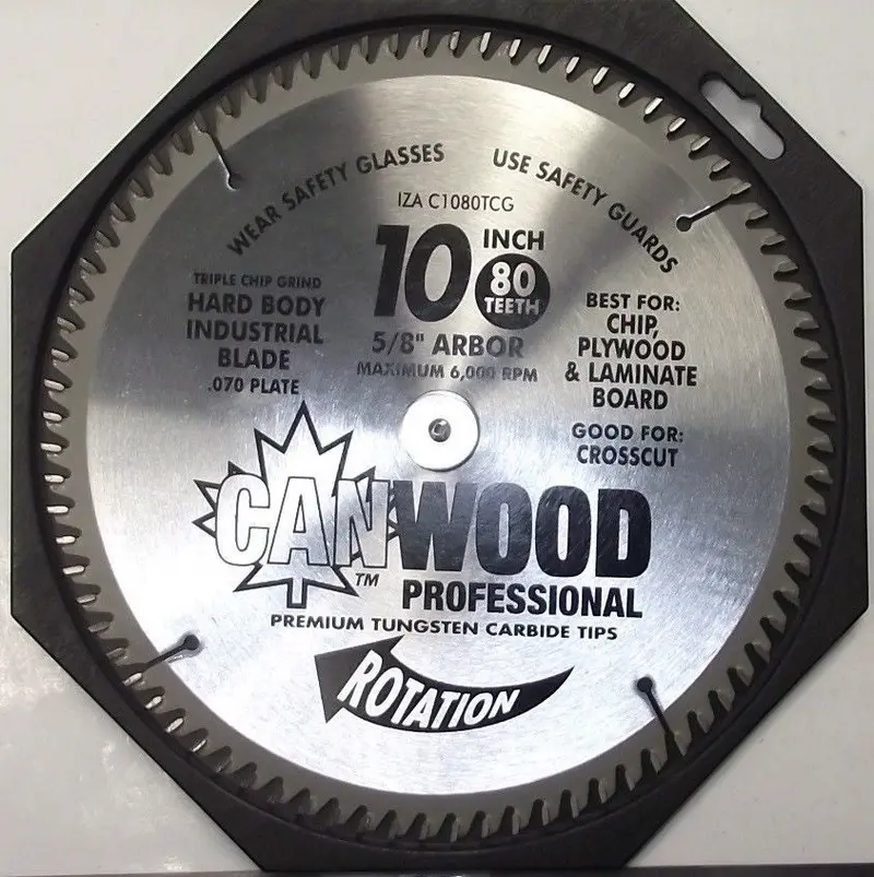 Canwood C1080TCG 10″ 80-Tooth Carbide Saw Blade – General Purpose Woodcutting Performance