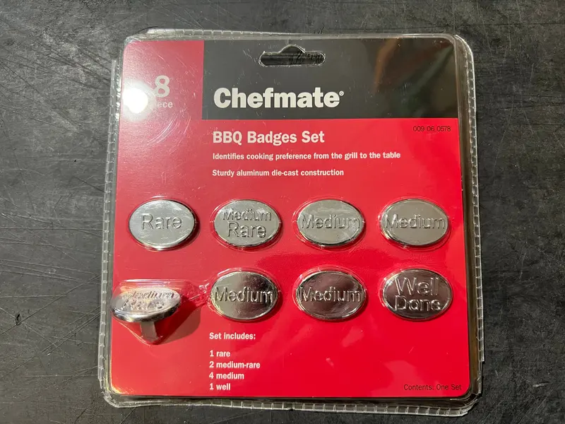 Chefmate 40163 8-Piece BBQ Badge Set – ‘Cooked to Perfection’ Collection