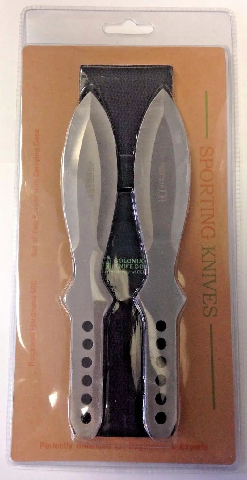 CKC 1081058 Colonial Throwing Knives — Silver Finish, Retail-Packaged (1 Pair)