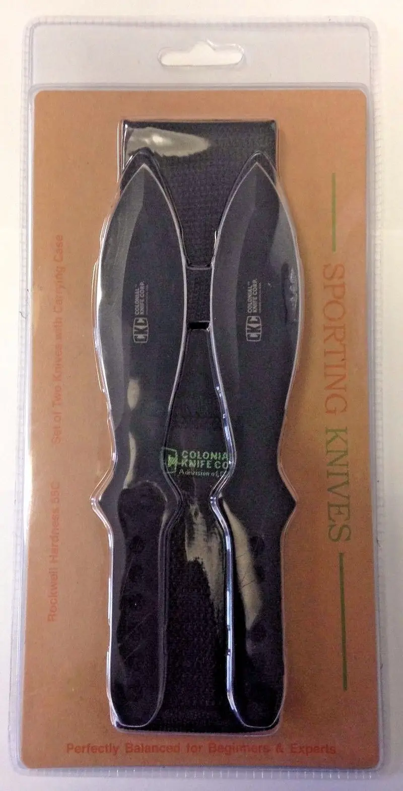 CKC 1081058BLK Colonial Throwing Knives — Black Finish, Retail-Packaged (1 Pair)