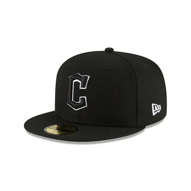 Cleveland Guardians Black-and-White MLB 59Fifty Fitted Cap