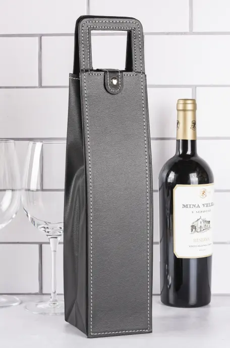 Clipper 199 Personalized Faux Leather Wine Bottle Tote Bag