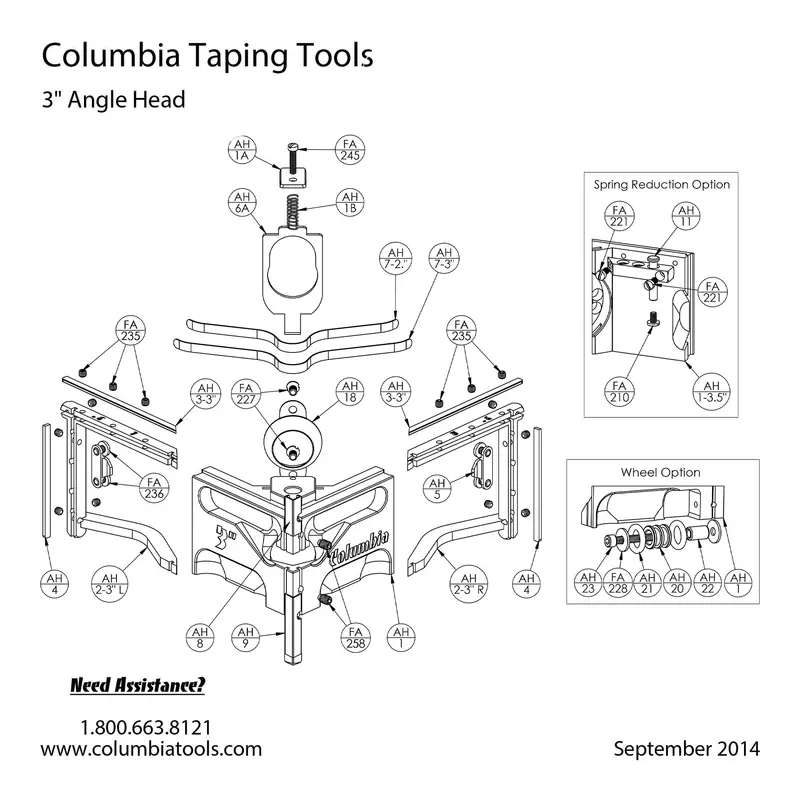 Columbia Angle Head Tool Repair Components