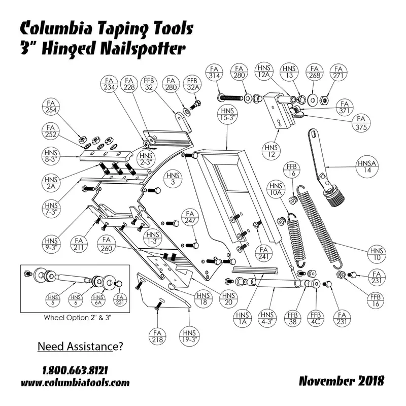 Columbia Hinged Nailspotter Replacement Assembly