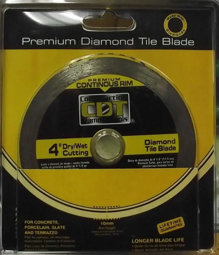 Construction Diamond 4-Inch Continuous Rim Diamond Saw Blade (Model 92104020)