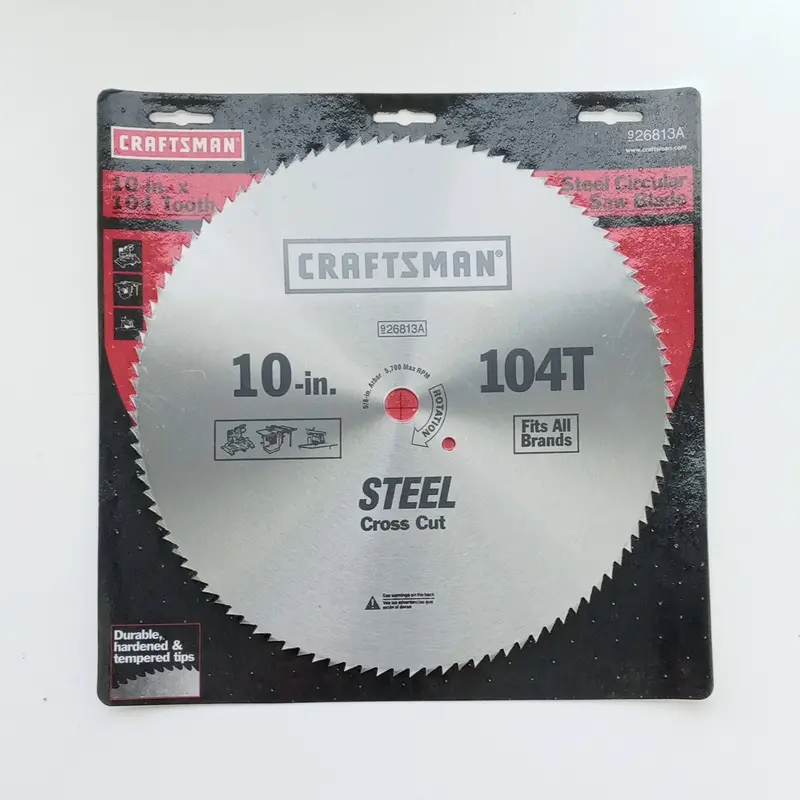 Craftsman 10″ Finishing Saw Blade – 104-Tooth Crosscut, High-Carbon Steel