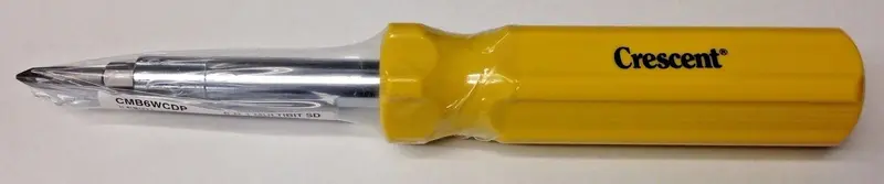 Crescent CMB6WCDP Yellow Handle 6-in-1 Interchangeable Screwdriver