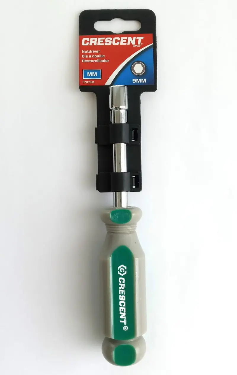 Crescent CND9M 9mm Hex Nut Driver – Steel Green/Gray Chrome, 6-Point, 6.75-Inch Length