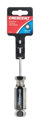 Crescent CT63 Torx Screwdriver – T6 Tip, 3″ Length, Magnetic Straight Design