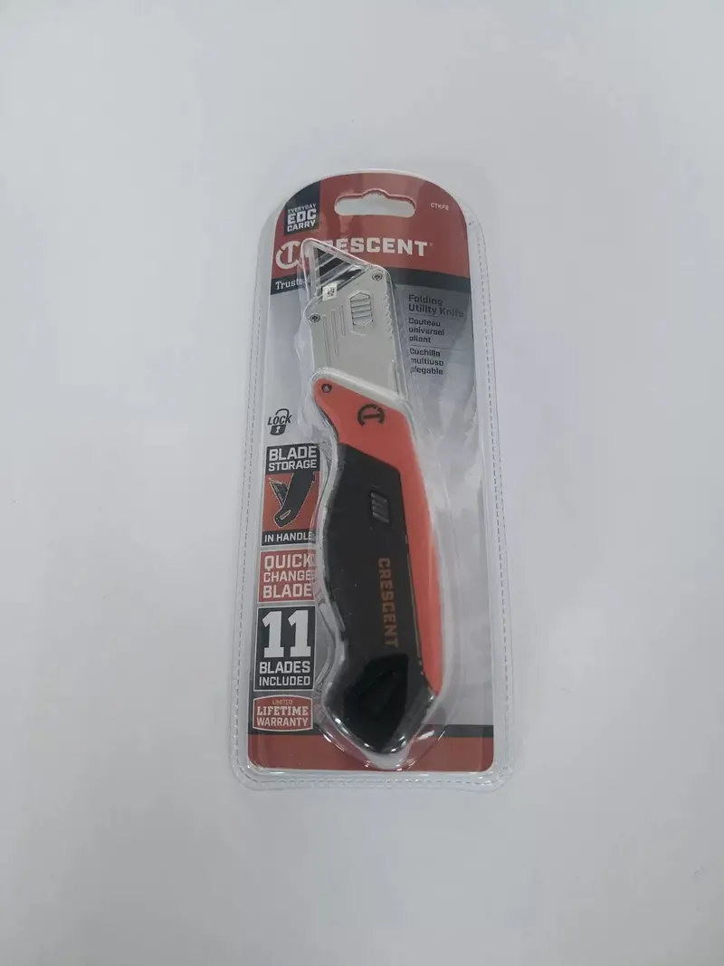 Crescent Folding Utility Knife — Compact Design with 11 Replaceable Blades (Model CTKF2)