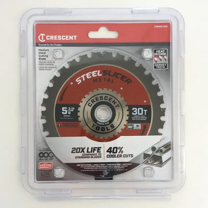 Crescent SteelSlicer Circular Saw Blade – 5.375-Inch Diameter, 30-Tooth Medium-Metal Cutting (CSBMM-530)