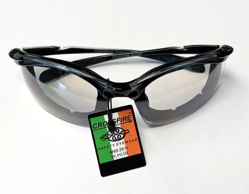 Crossfire Concept 8415A Safety Goggles — Indoor/Outdoor Use, Anti-Fog Crystal Lens, Black Foam-Lined Frame