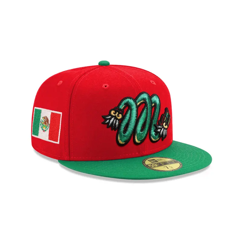 CrownMinded x Mexico Quetzalcoatl Cursive Serpent Design SP Red-Green 59Fifty Fitted Cap
