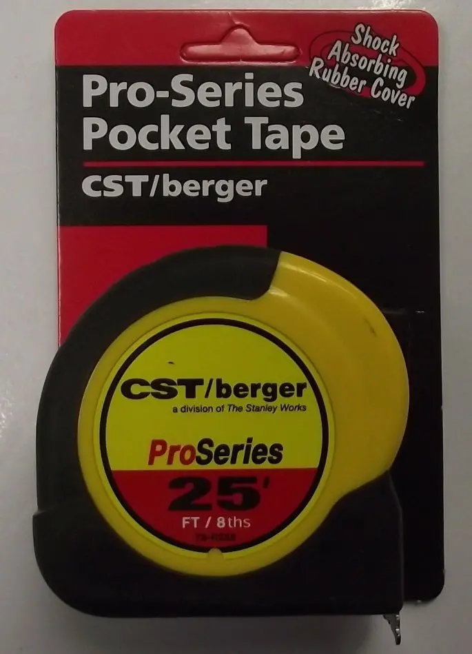CST/Berger 78-R258 25-Foot Weatherproof Pocket Tape Measure – Graduated in Eighths, Inches, and Feet