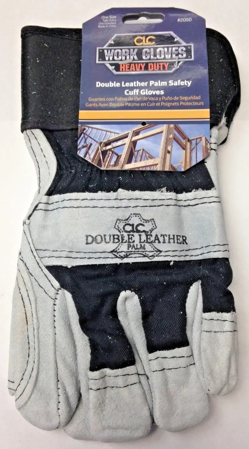 Custom Leathercraft Double-Palm Work Gloves with Safety Cuff
