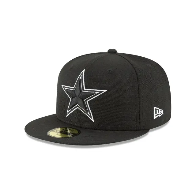 Dallas Cowboys Black-and-White 59Fifty Fitted Cap
