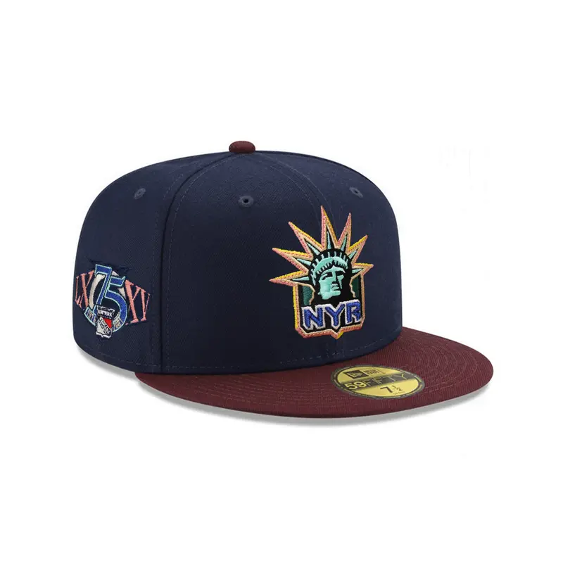 Dallas Stars 75th Anniversary Fitted Cap – Blue & Maroon NHL Commemorative Style