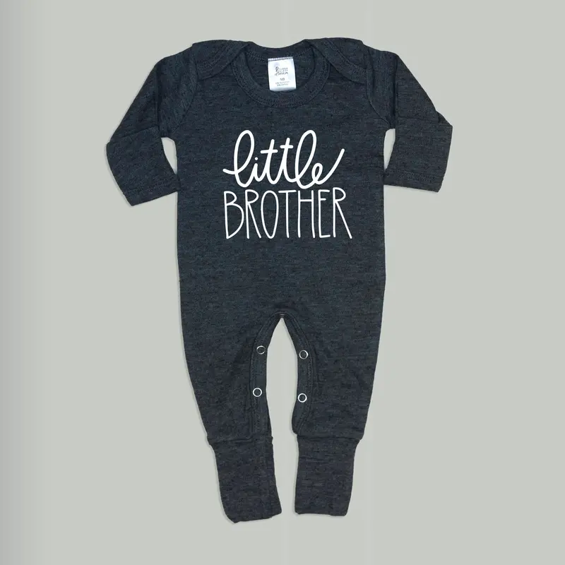 Dark Gray Little Brother Romper with White Accents