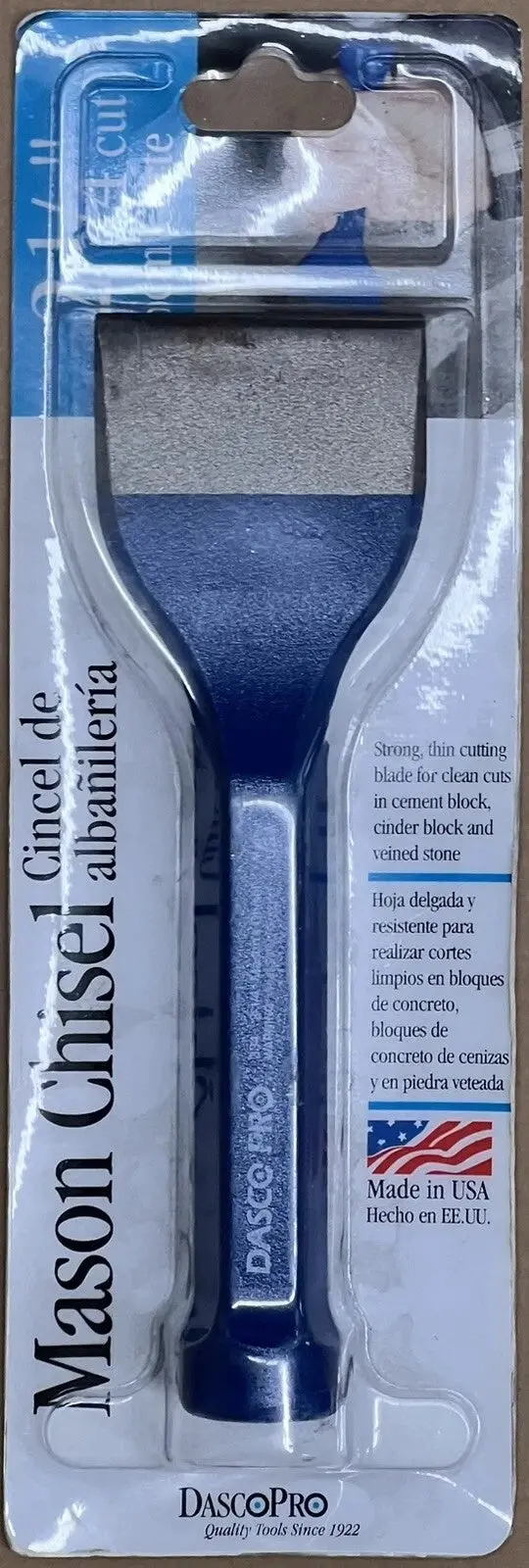 DASCO PRO Masonry Chisel – 2-1/4″ Cutting Edge, 7-1/2″ Overall Length (USA-Made)