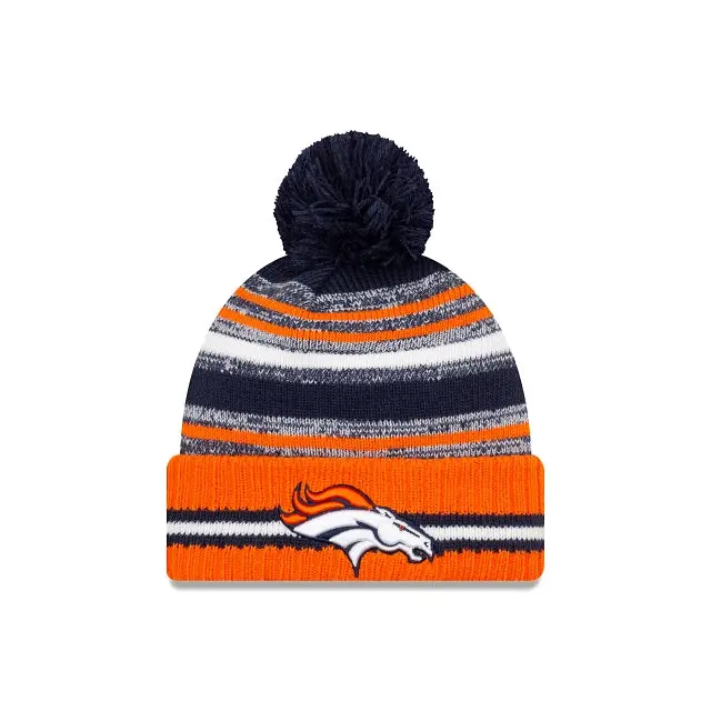 Denver Broncos 2021 Official NFL Sideline Pom Knit Beanie