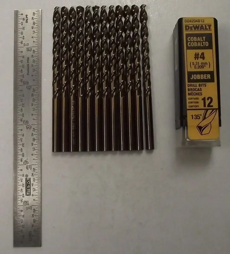 DEWALT #4 Cobalt Drill Bit Set – Jobber Length, 12-Piece Industrial Pack