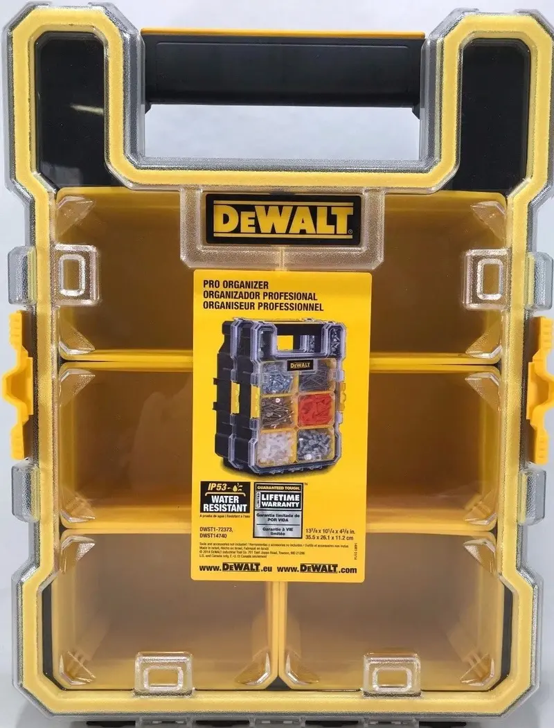 DEWALT 6-Compartment Pro Tool Organizer – Deep, Stackable Parts Storage System (DWST14735)