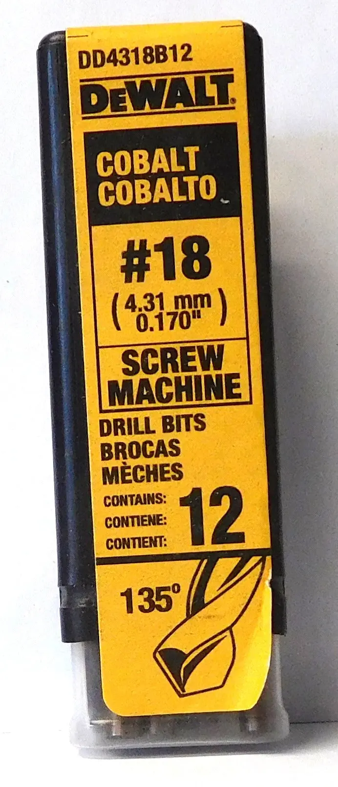 DEWALT Cobalt Screw Machine Drill Bits – #18, 12-Pack, German Engineering
