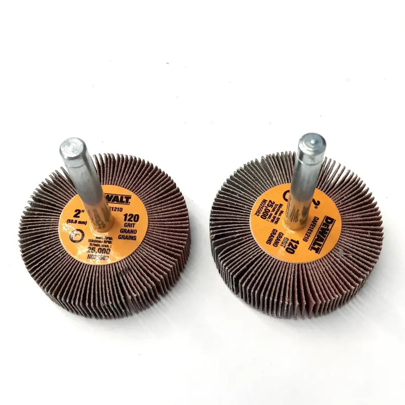 DEWALT DAFE1E1210 Flap Wheel: 2″ x 1/2″ x 1/4″, 120-Grit High-Performance Abrasive – 2-Pack